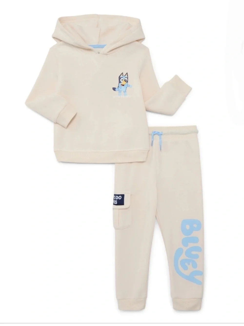 Bluey Toddler Boys' Front Back Graphic Hoodie and Cargo Jogger Pants Set, 2-Piec